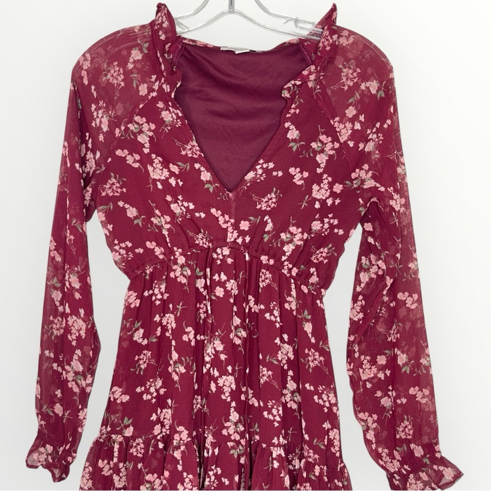 American Eagle Outfitters Floral Boho Long Sleeve Mini Dress Women's Size XS
